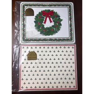 NOS Vintage HALLMARK Christmas Holiday Placemats Cardstock Holly 2 Lots Of 8‎